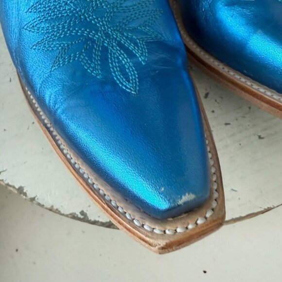 Lane SMOKESHOW Womens Cowboy Boots 7 Blue Leather Western Cowgirl Mid Calf Tall - Picture 8 of 15